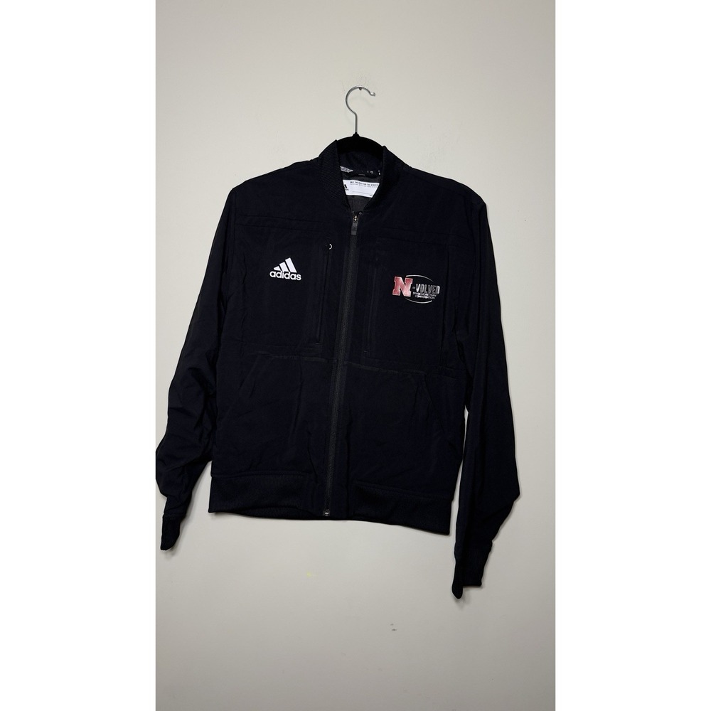 Adidas Mens Small N-Volved Nebraska Huskers AEROREADY Full Zip Jacket Black